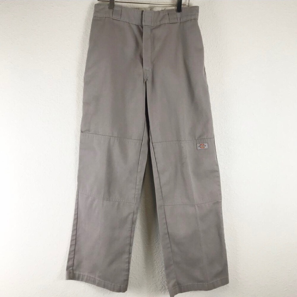 Dickies Loose Fit Double Knee Work Pants Straight Leg High Rise Silver 32x32
